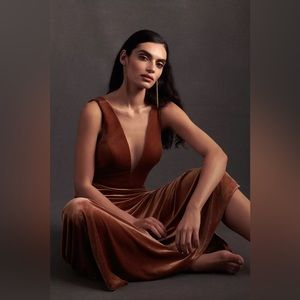 Jenny Yoo Logan Deep-V Velvet Column Gown Size 6